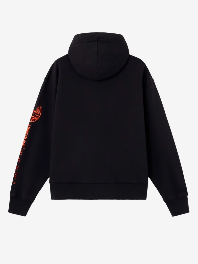 Felpa fleece con cappuccio con zip e stampa 'Vertical Placement'