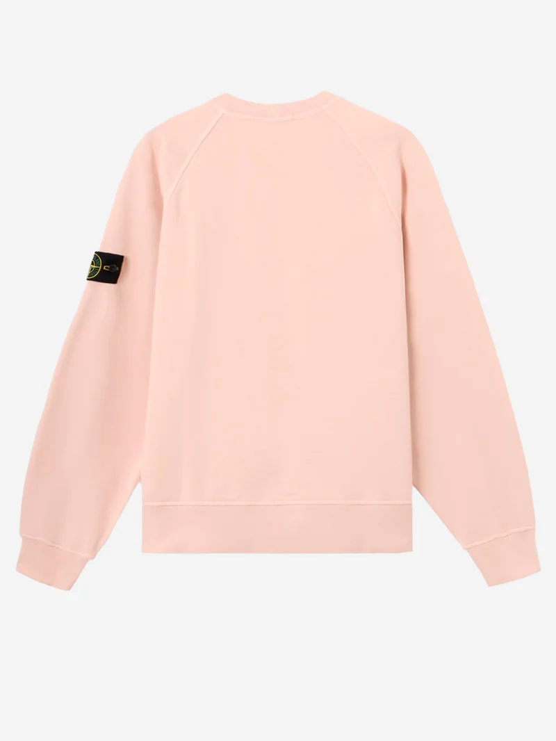 Felpa girocollo oversize in cotone fleece rosa con badge