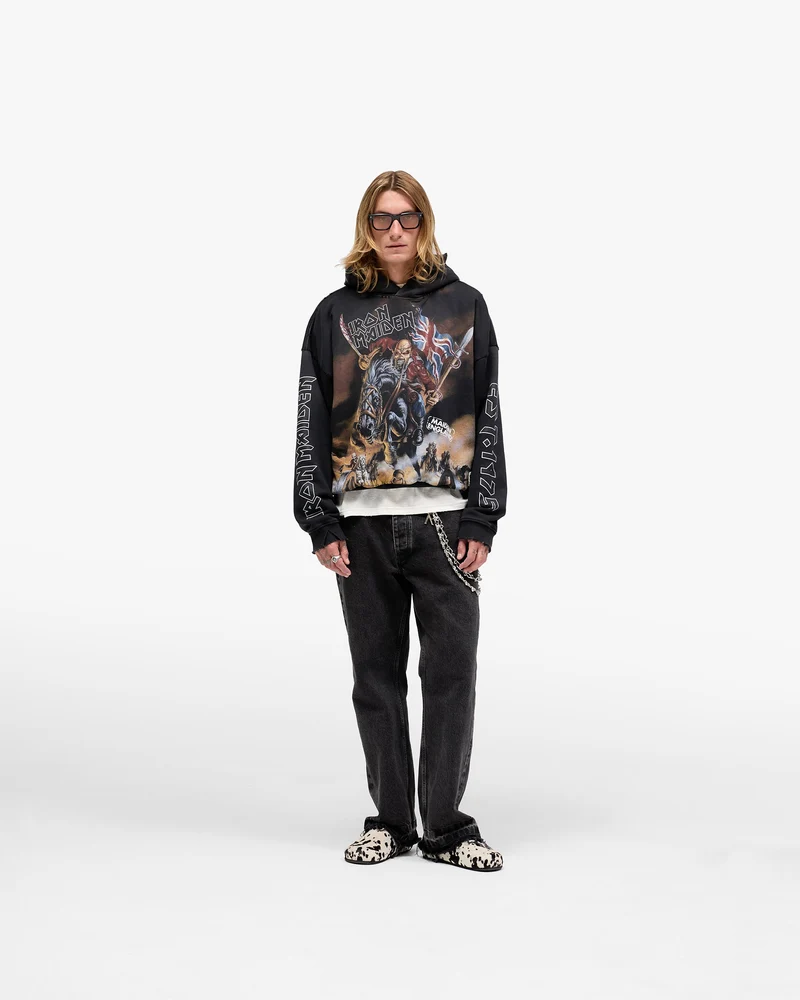 Represent X Iron Maiden Steed Hoodie - Stained Black