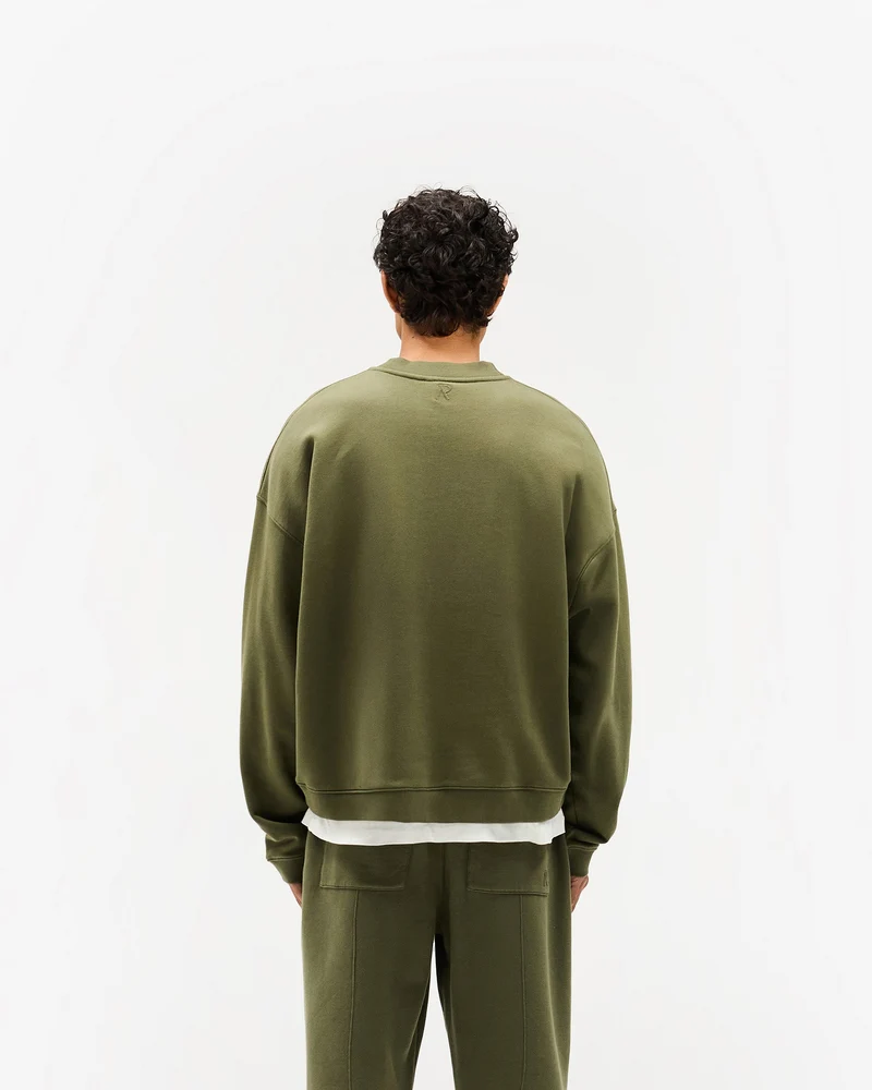 Initial Boxy Sweater - Army Green
