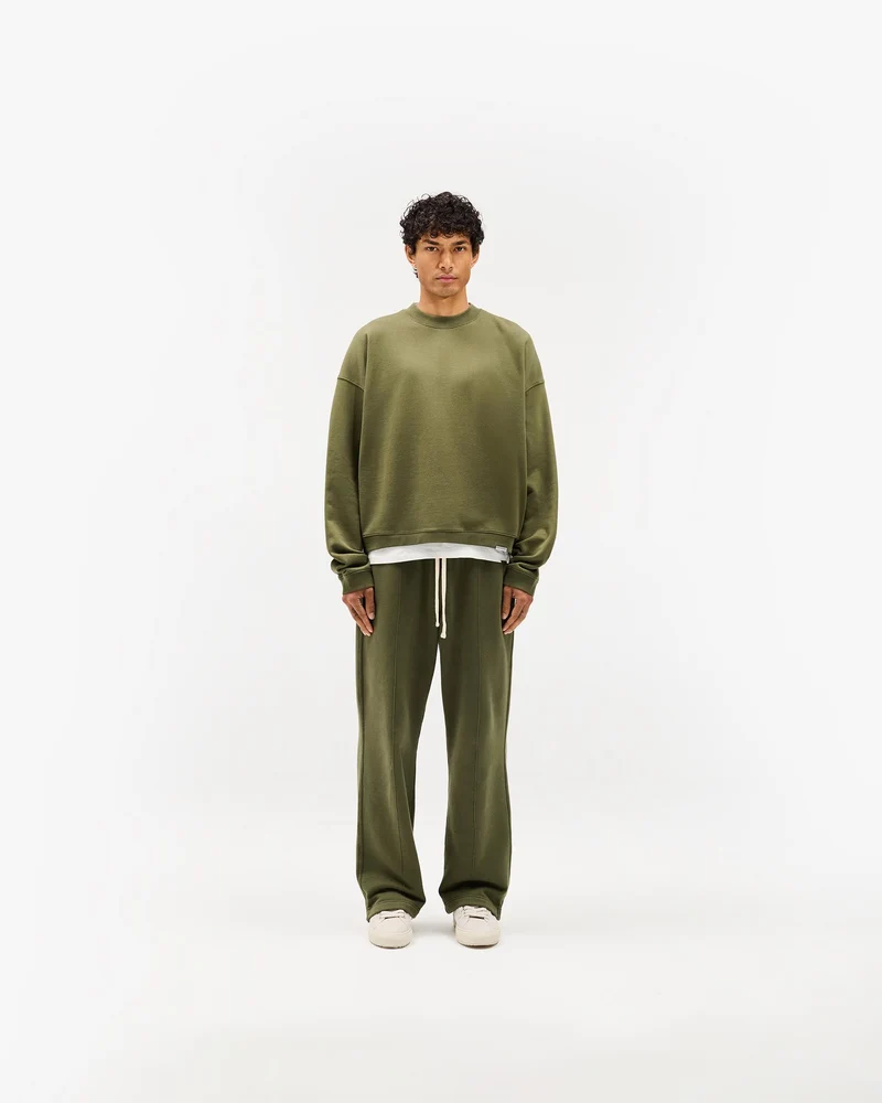 Initial Boxy Sweater - Army Green