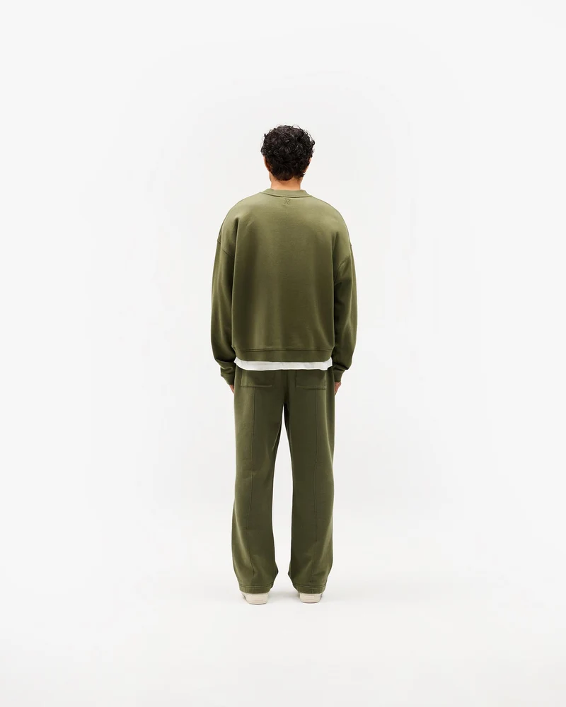 Initial Boxy Sweater - Army Green