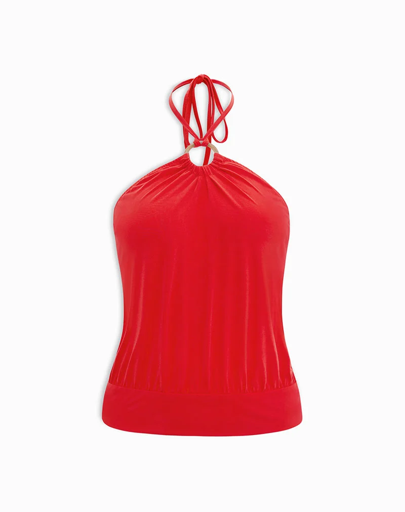 Ballerie-Haltertop in Cupro-Rot