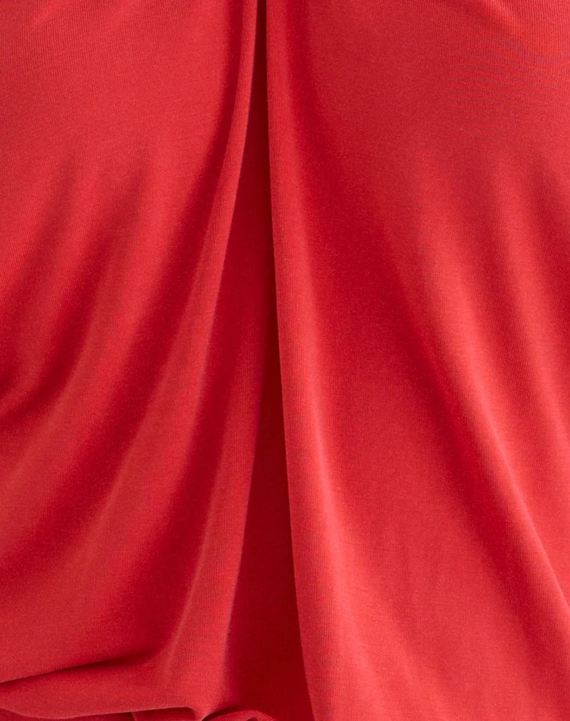 Ballerie-Haltertop in Cupro-Rot