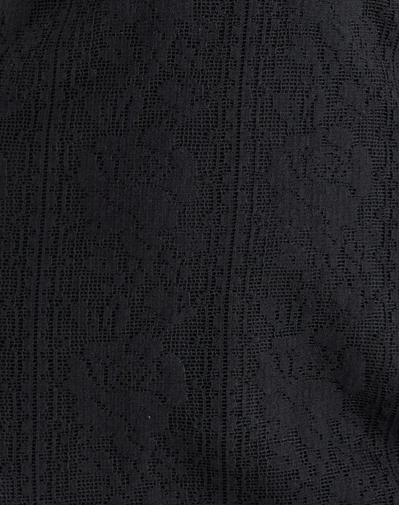 Yenna Plunge-Minikleid aus schwarzer Blumenspitze