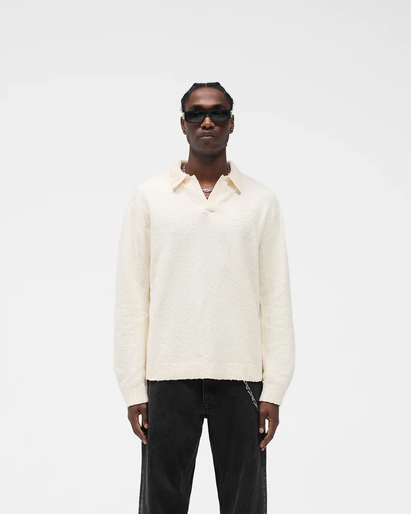 Knitted Polo - Aged White
