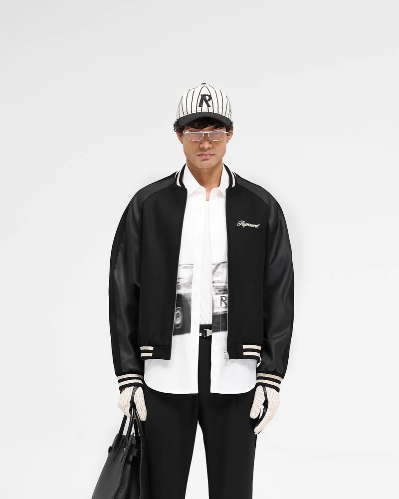 Raglan Varsity Jacket - Black
