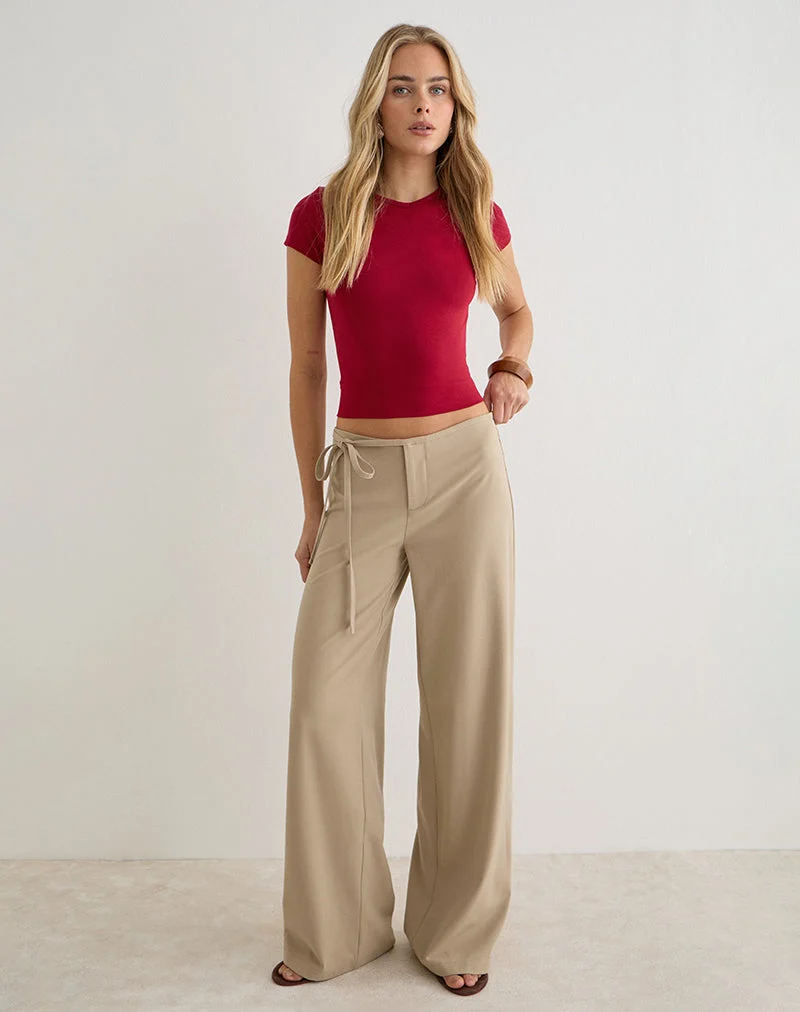 Hose „Diomira“ in Beige mit Bindeband