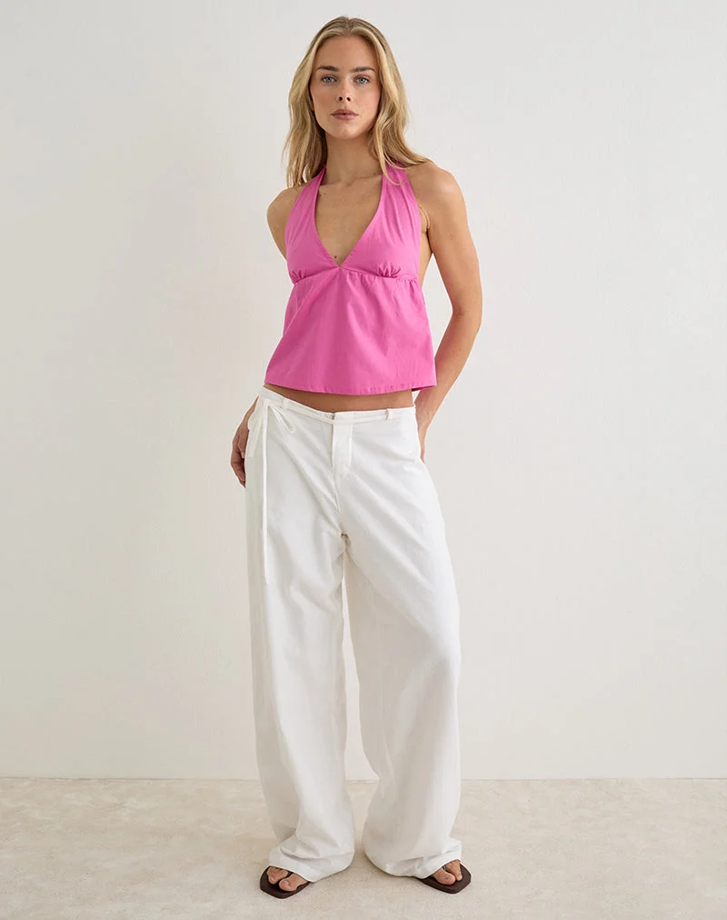 Eldana-Haltertop aus Popeline in der Farbe „Pink Rose“