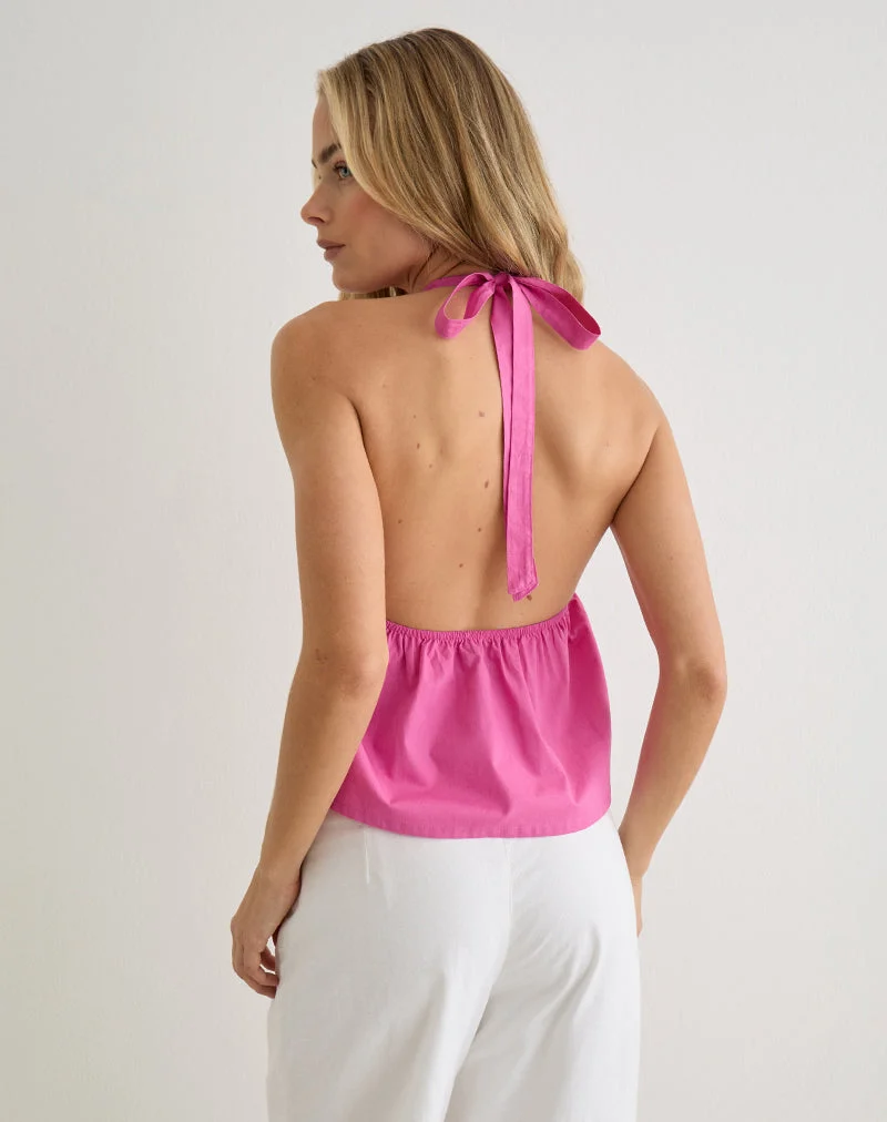 Eldana-Haltertop aus Popeline in der Farbe „Pink Rose“