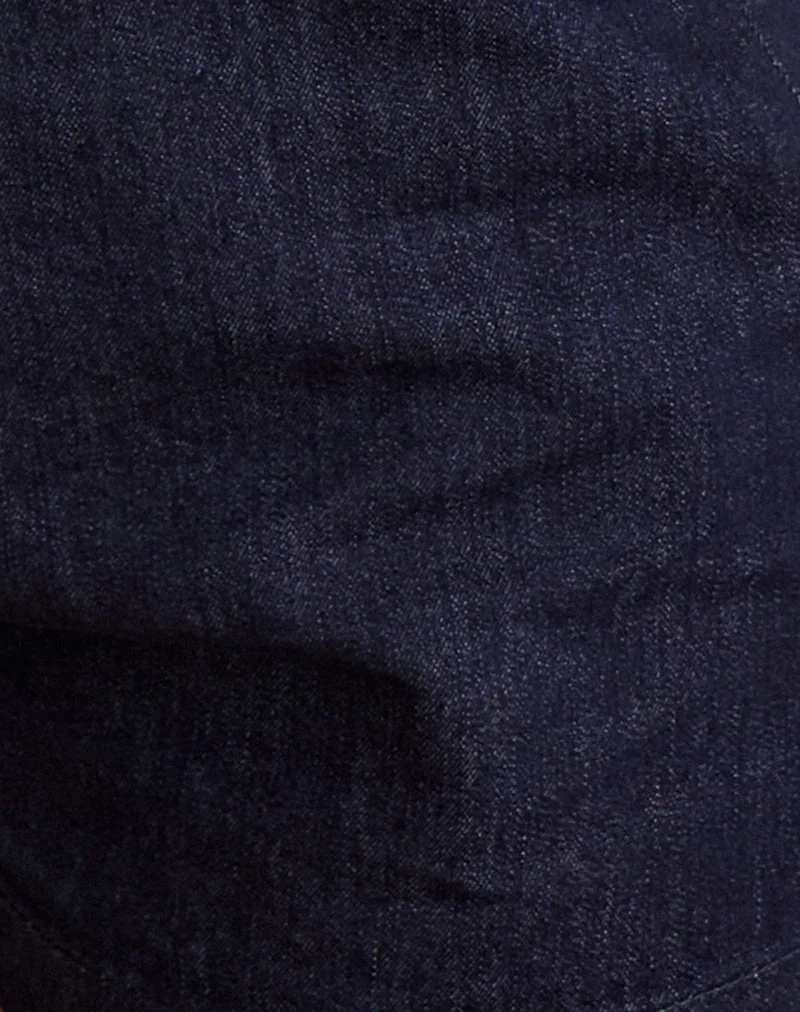Alita Mini-Shorts aus Chambray in Indigo mit Knöpfen