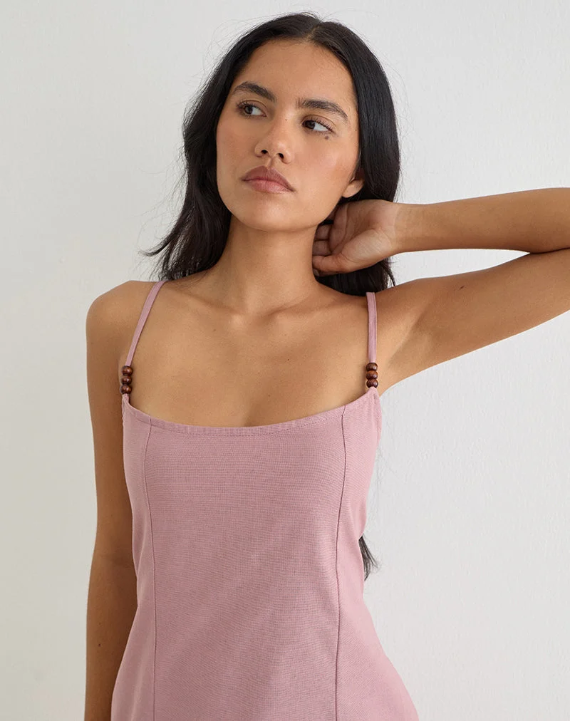 Ambra Scoop Minikleid aus Leinen in der Farbe „Dusty Rose“