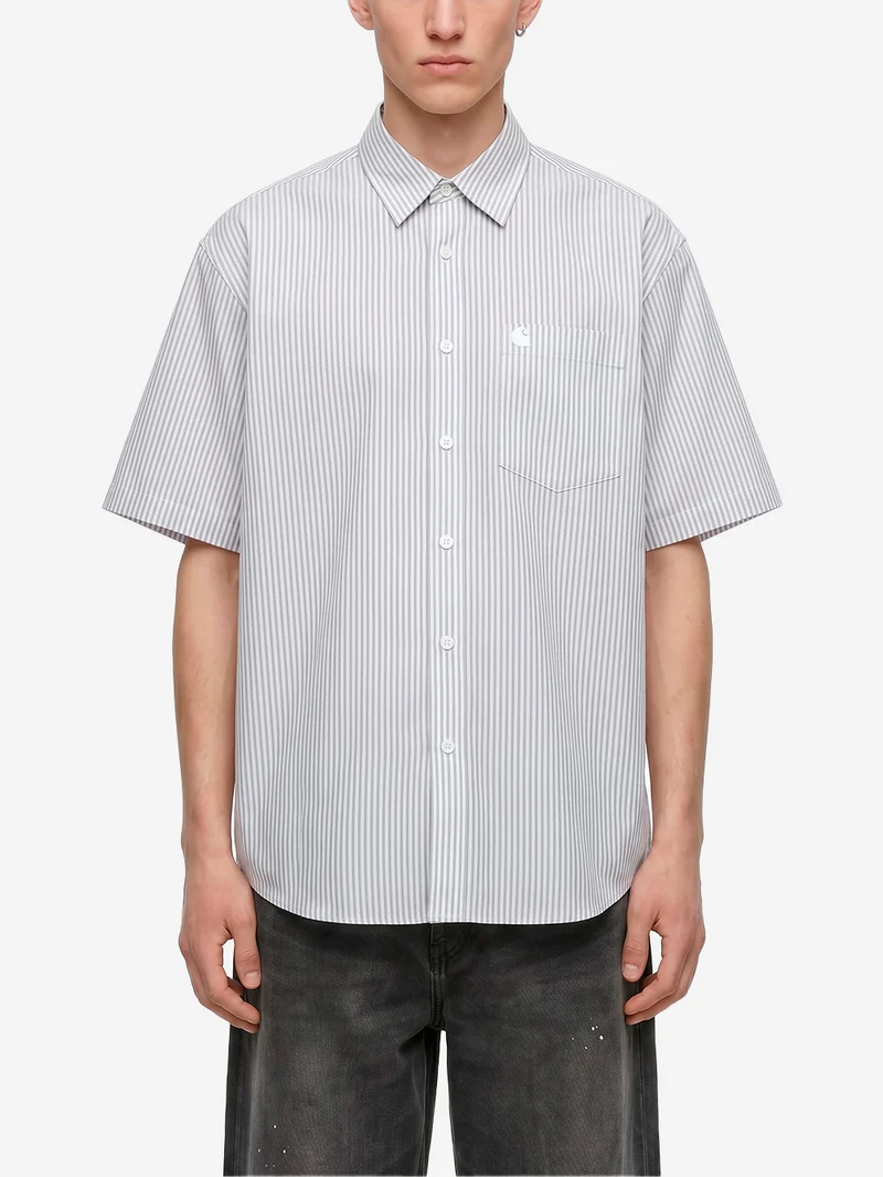 Camicia a manica corta 'Keene' a righe blu
