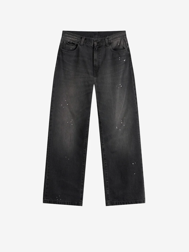 Pantaloni 'Landon' in denim nero destroy wash