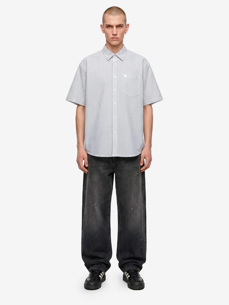 Pantaloni 'Landon' in denim nero destroy wash