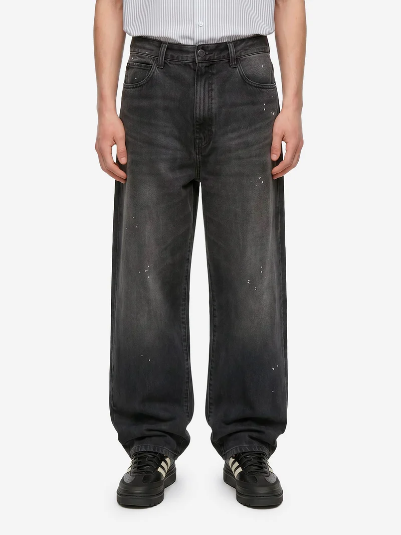 Pantaloni 'Landon' in denim nero destroy wash