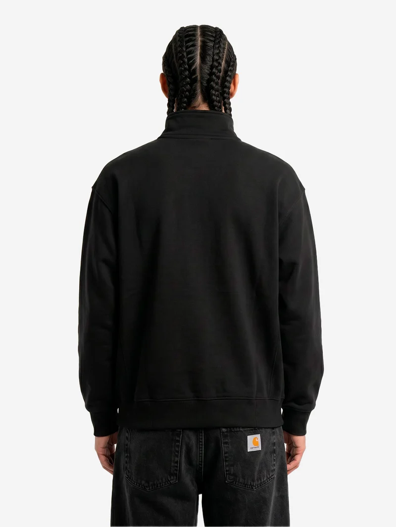 Felpa Half Zip nera con ricamo americano
