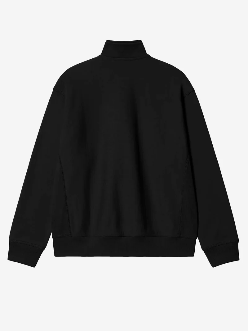 Felpa Half Zip nera con ricamo americano