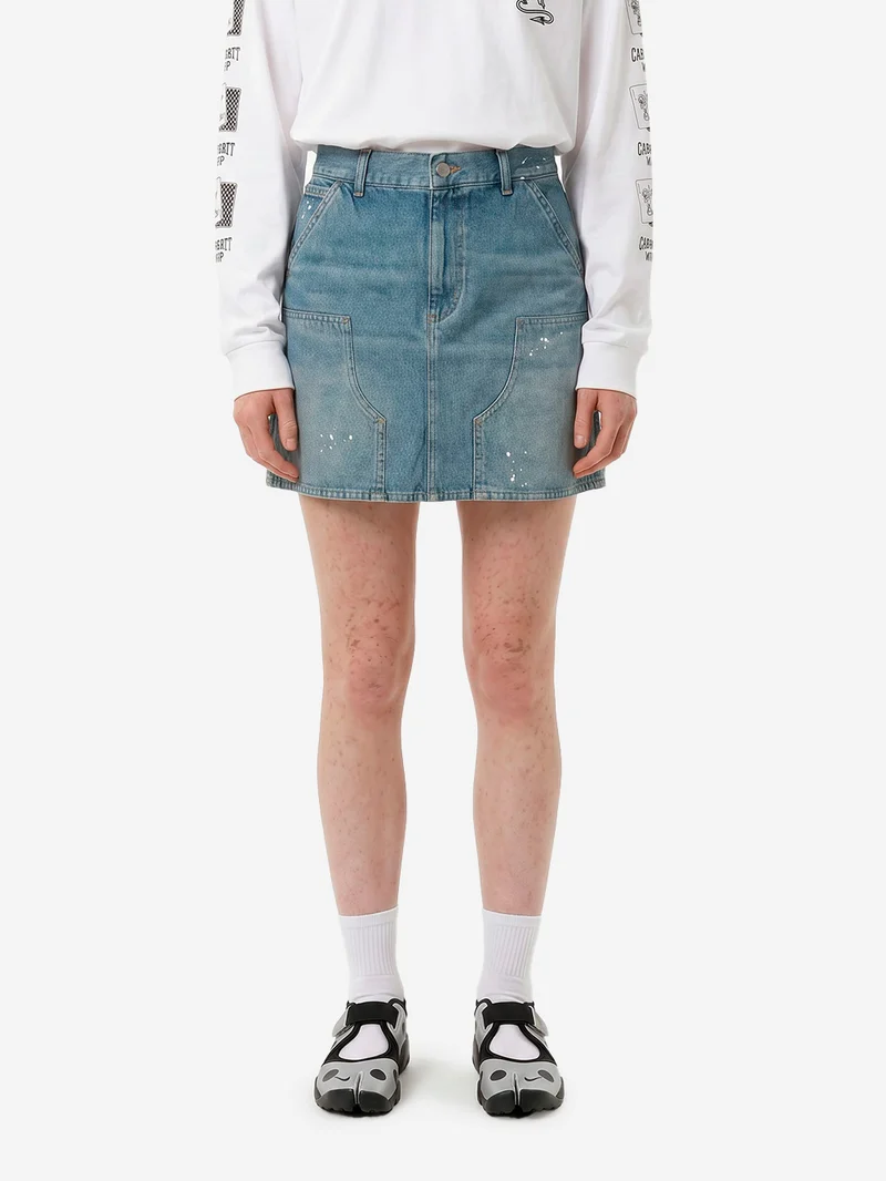 W Gonna Maeve 'Double Knee' in denim distressed con vernice