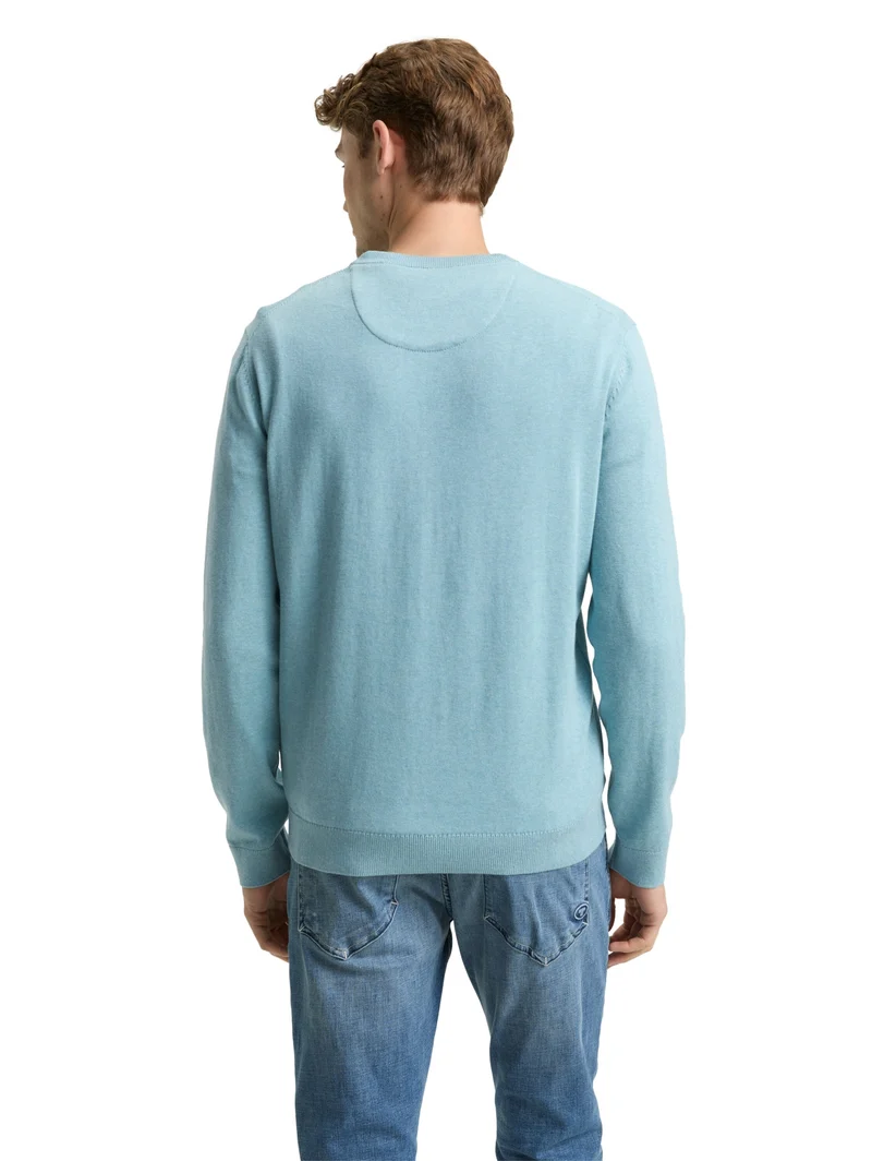 basic crewneck knit, tourmaline melange