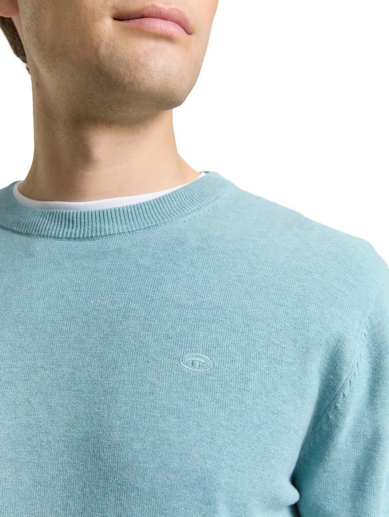 basic crewneck knit, tourmaline melange
