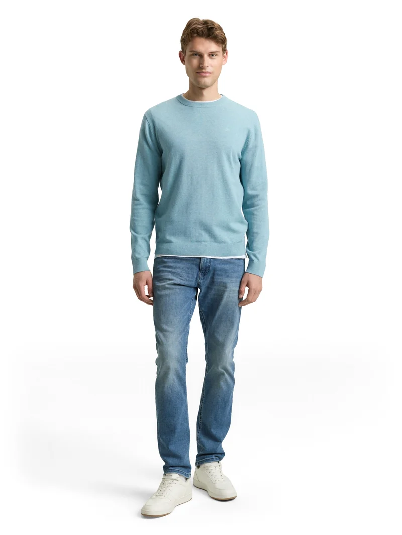 basic crewneck knit, tourmaline melange