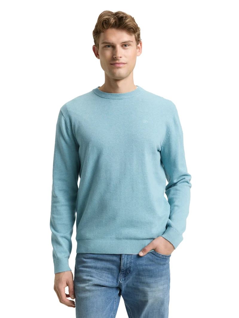 basic crewneck knit, tourmaline melange