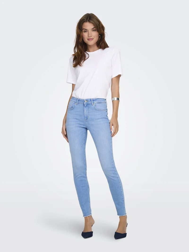 ONLBLUSH MID SK ANK RW DNM REA130 N, Light Blue Denim