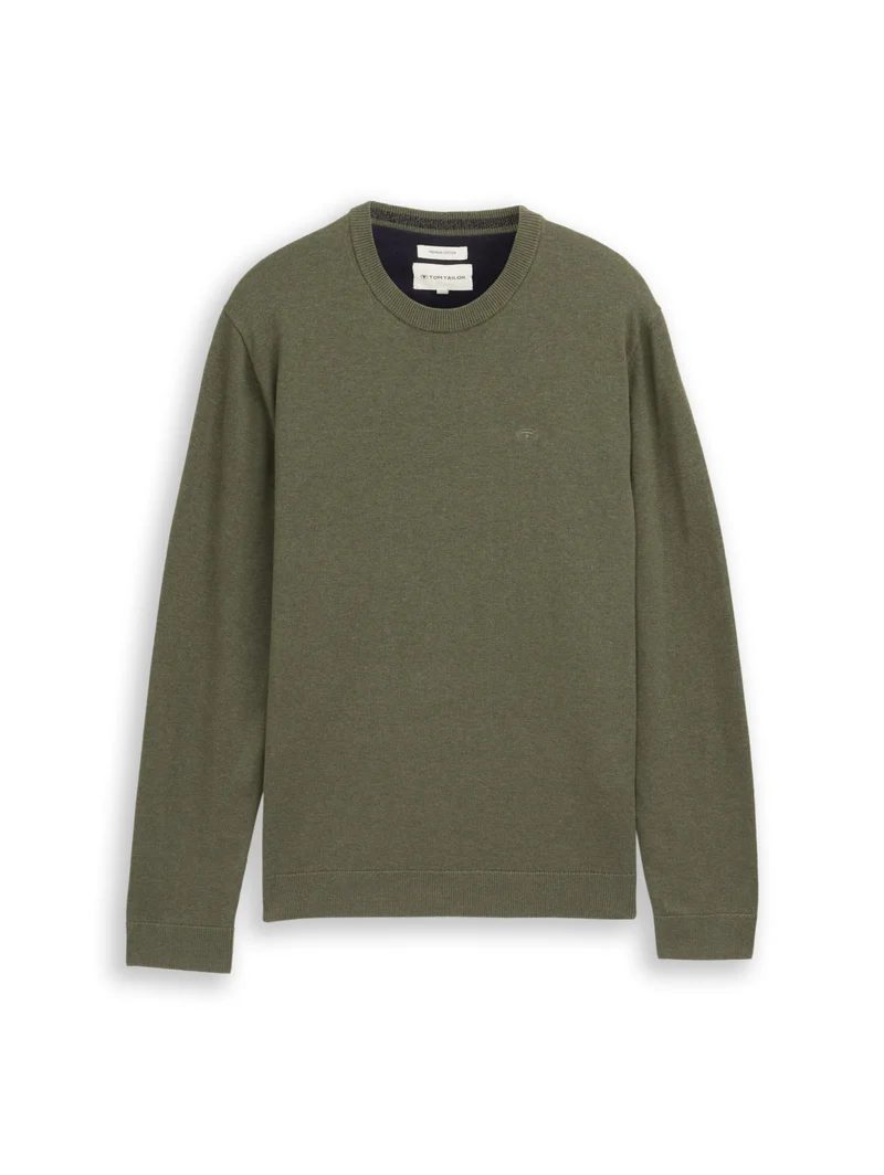 basic crewneck knit, tea leaf melange
