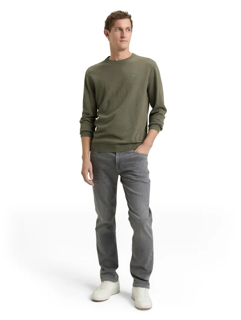 basic crewneck knit, tea leaf melange