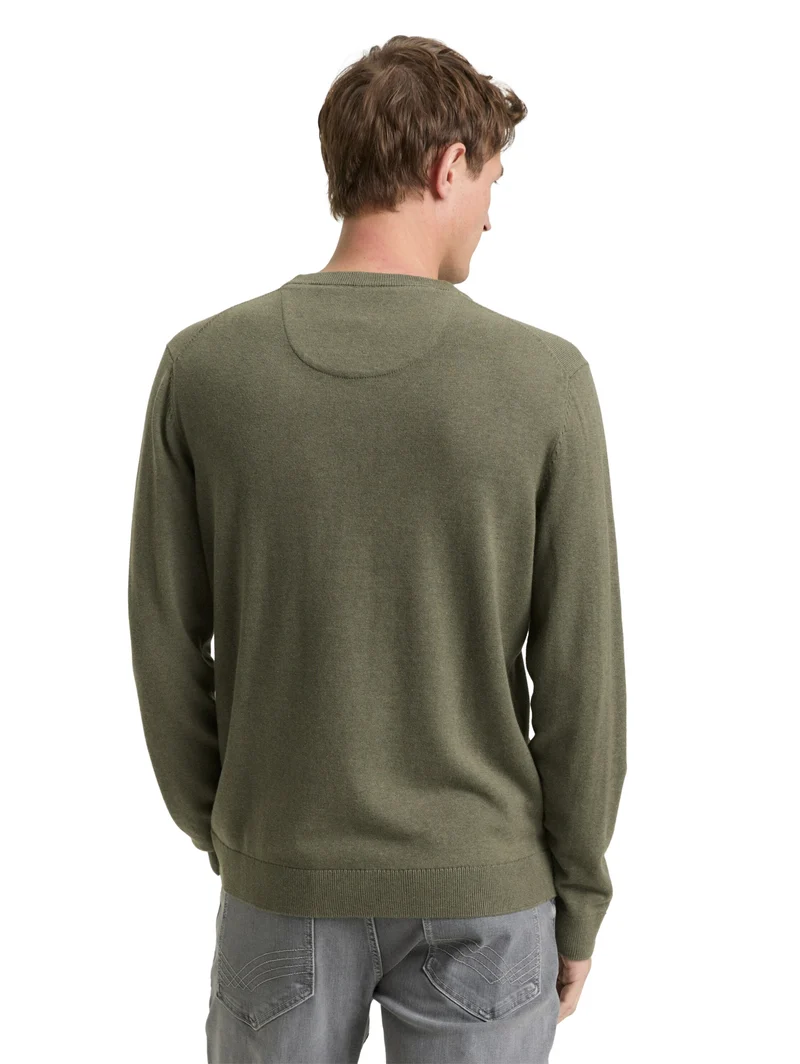 basic crewneck knit, tea leaf melange