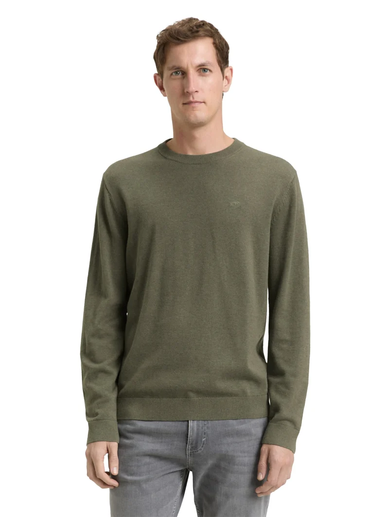 basic crewneck knit, tea leaf melange