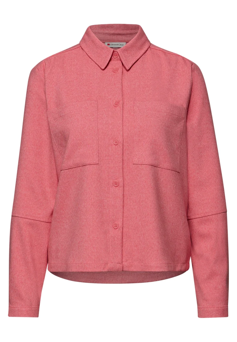 Melange shirtcollar blouse w p, striking coral mel.