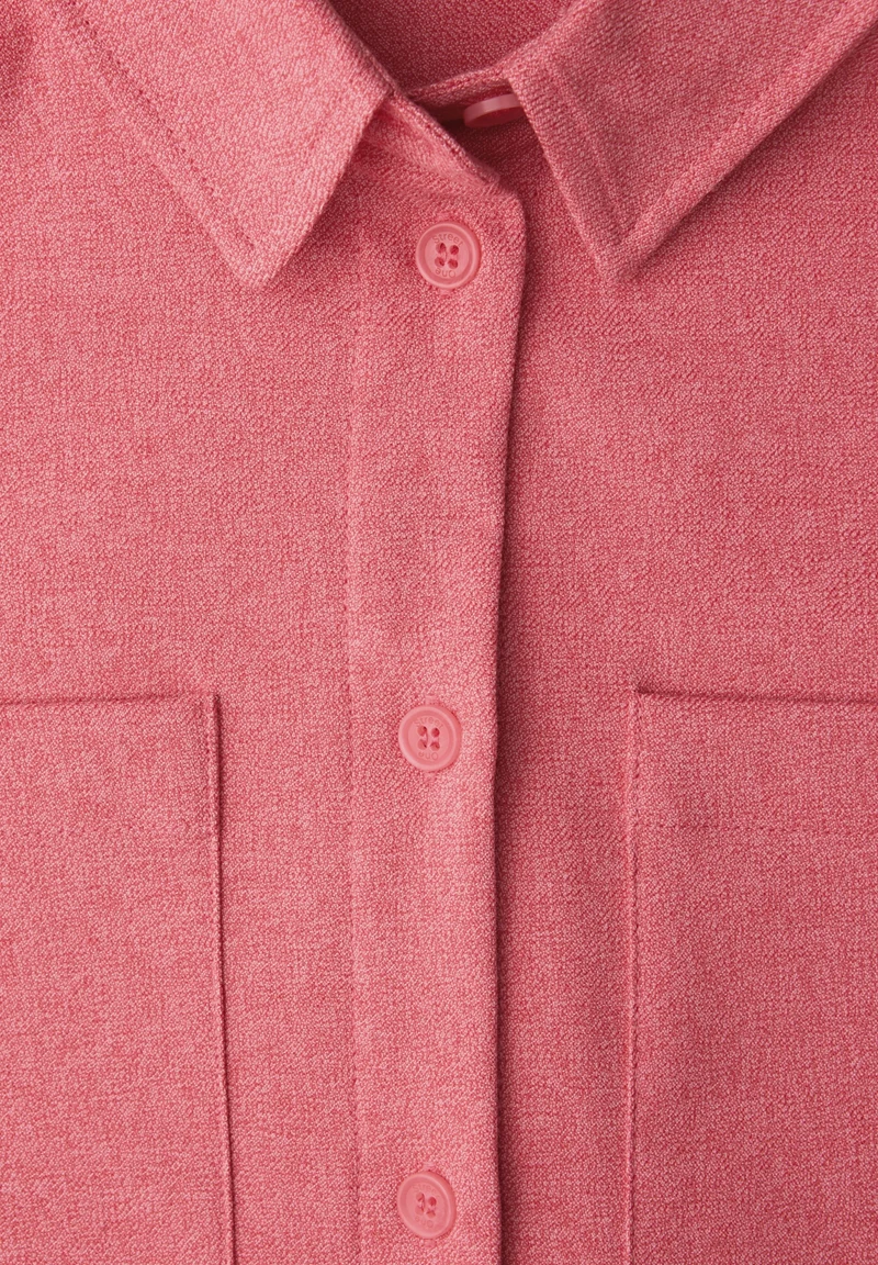 Melange shirtcollar blouse w p, striking coral mel.