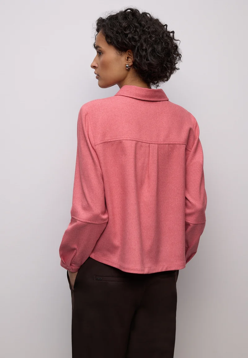 Melange shirtcollar blouse w p, striking coral mel.