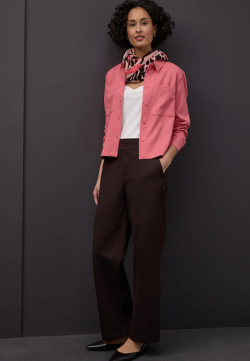 Melange shirtcollar blouse w p, striking coral mel.