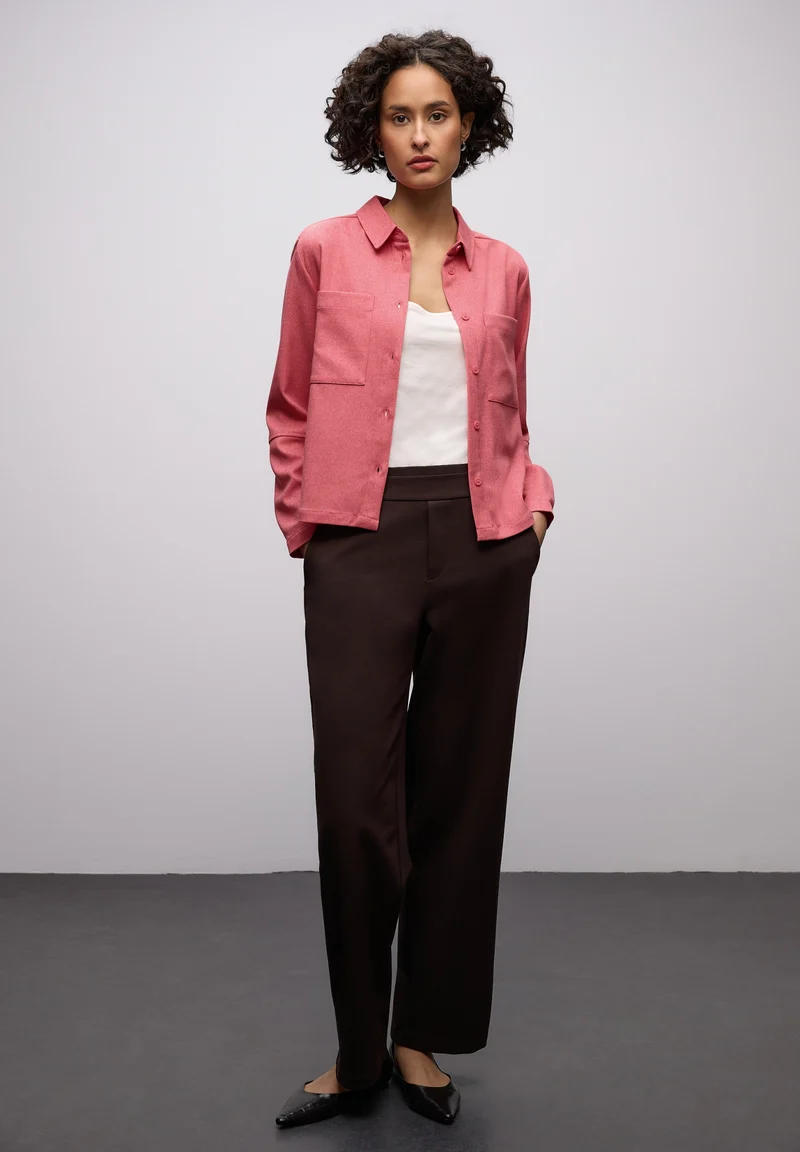 Melange shirtcollar blouse w p, striking coral mel.