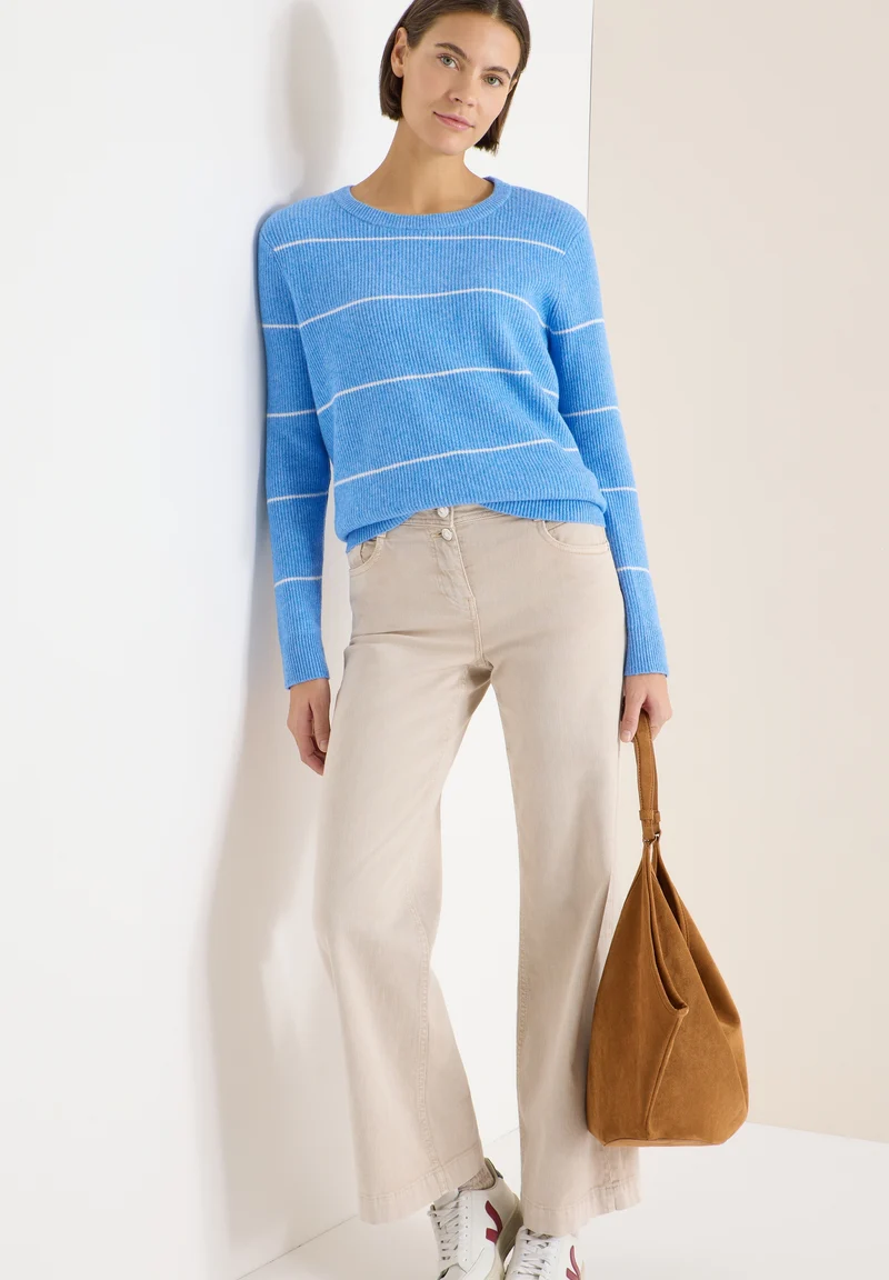 TOS_Cosy structure stripe, fountain blue melange