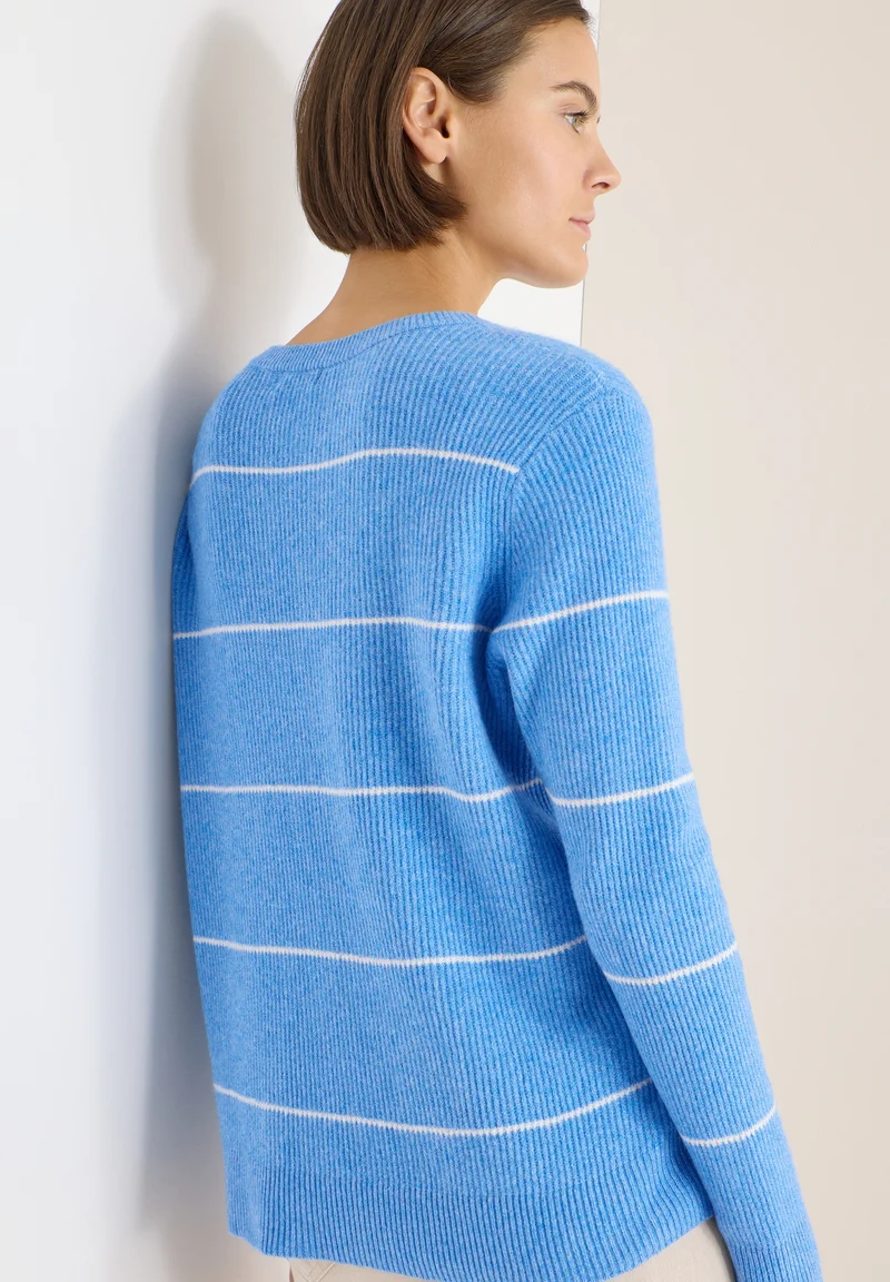 TOS_Cosy structure stripe, fountain blue melange