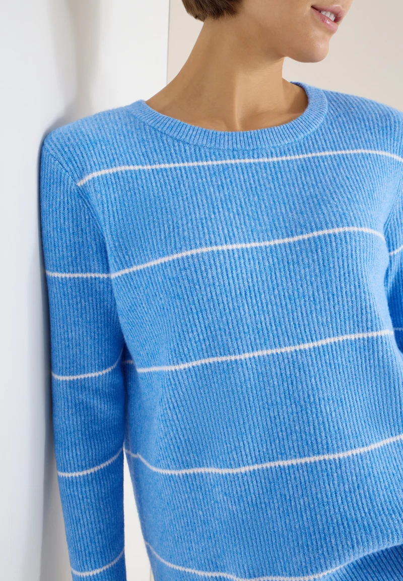 TOS_Cosy structure stripe, fountain blue melange