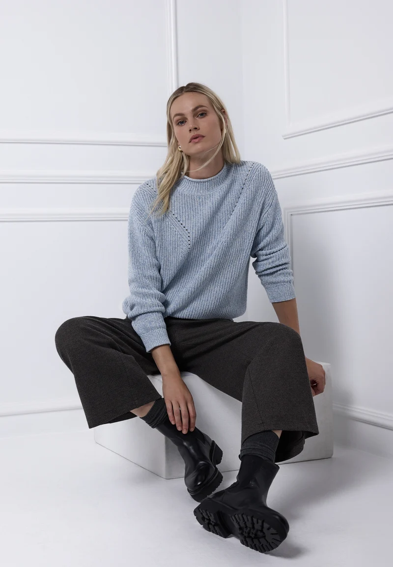 mouline turtle neck sweater, frosted blue