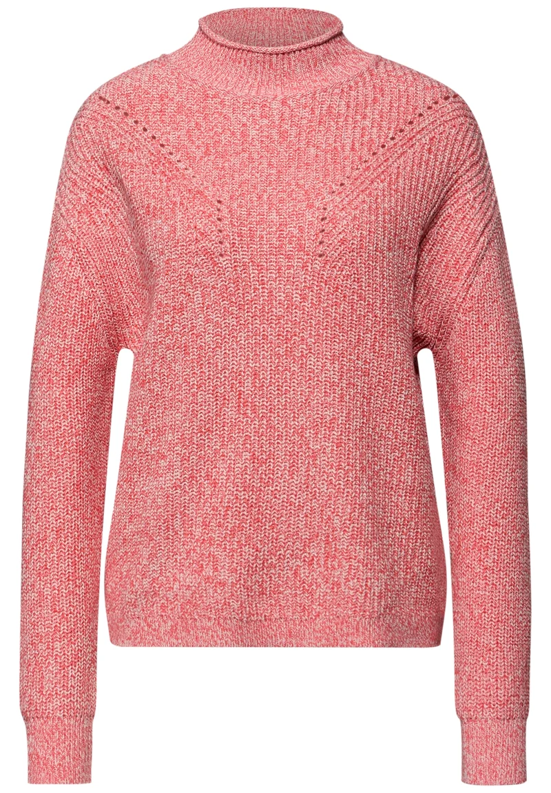 mouline turtle neck sweater, striking coral