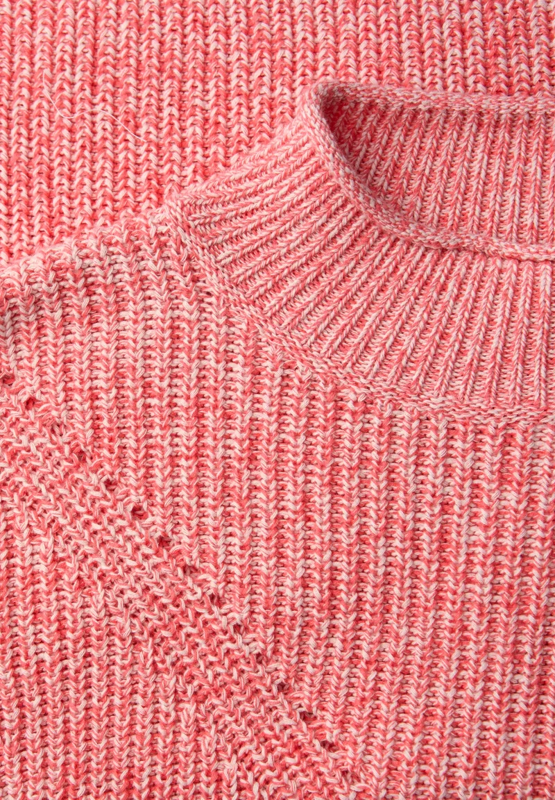 mouline turtle neck sweater, striking coral