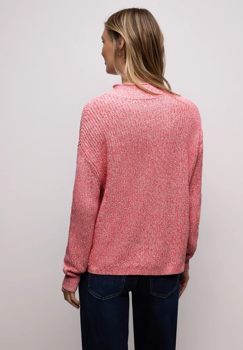mouline turtle neck sweater, striking coral