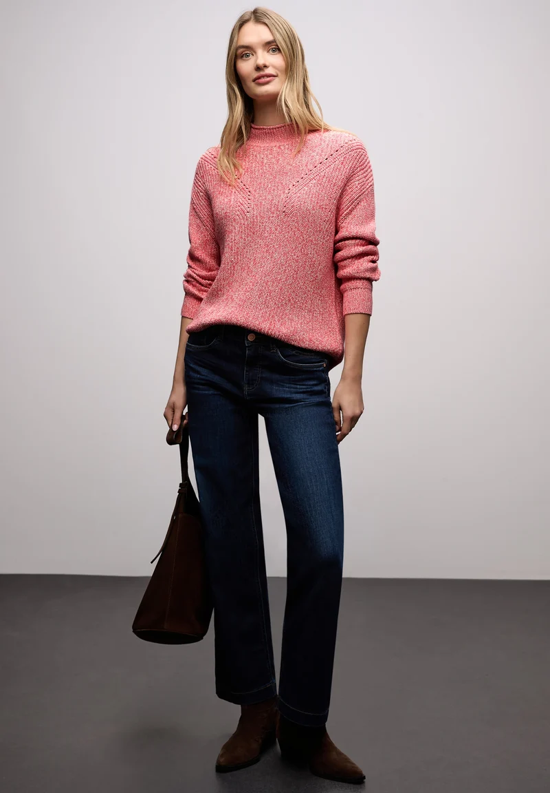 mouline turtle neck sweater, striking coral