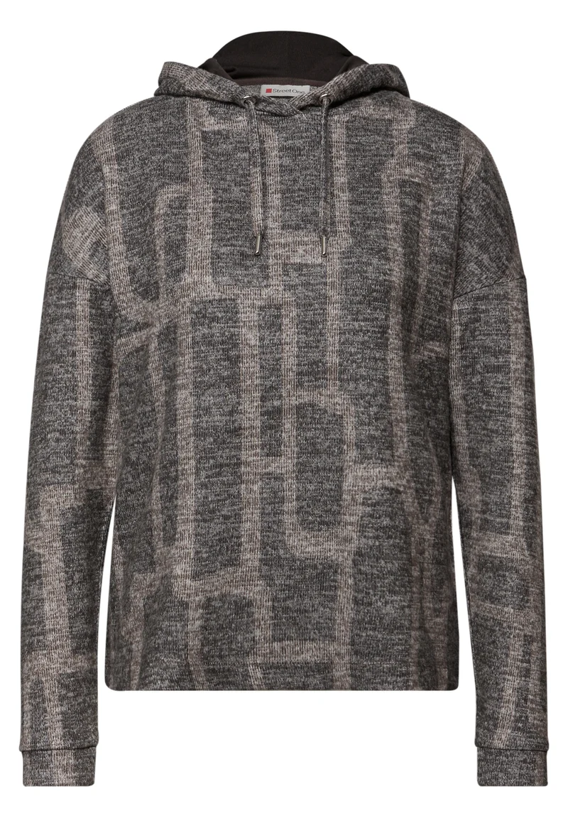 LTD QR cosy printed hoody, darkest brown