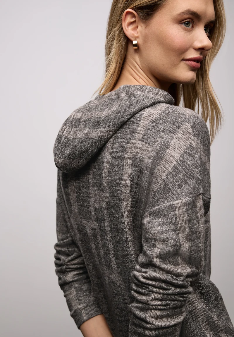 LTD QR cosy printed hoody, darkest brown