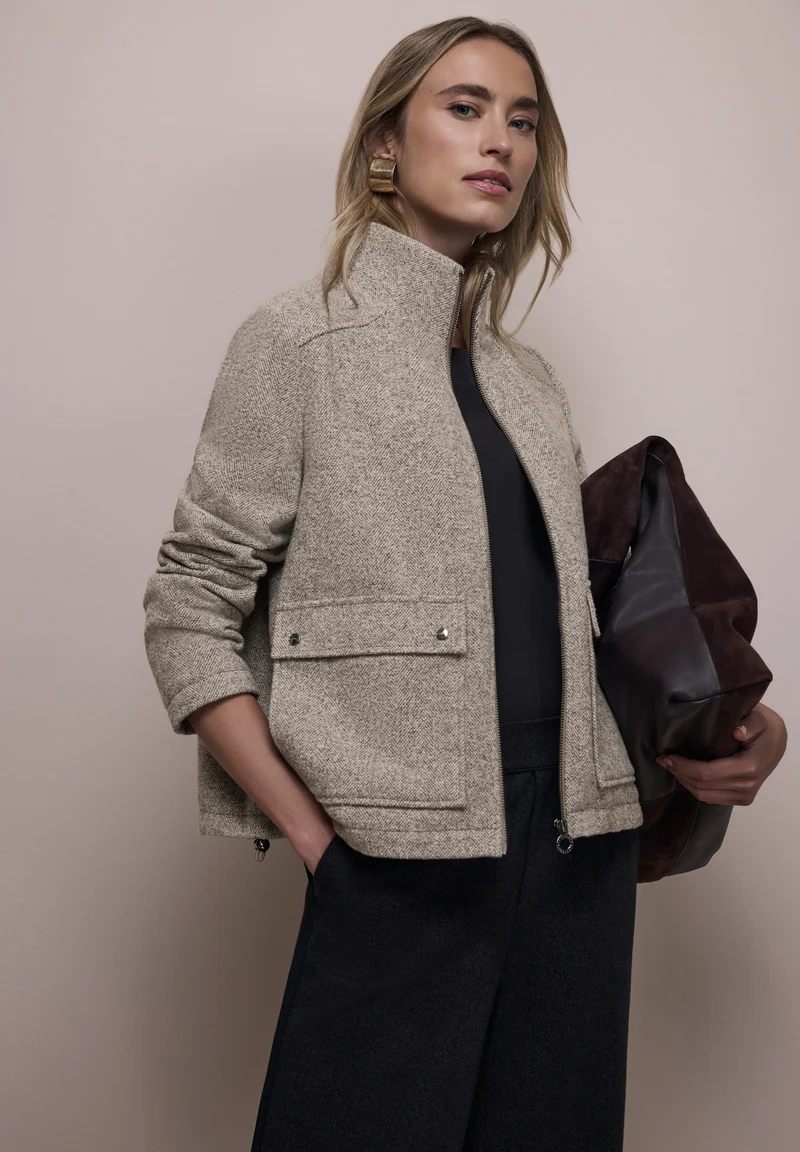 Jkt w. Stand-up Collar, light terra mocha mel.