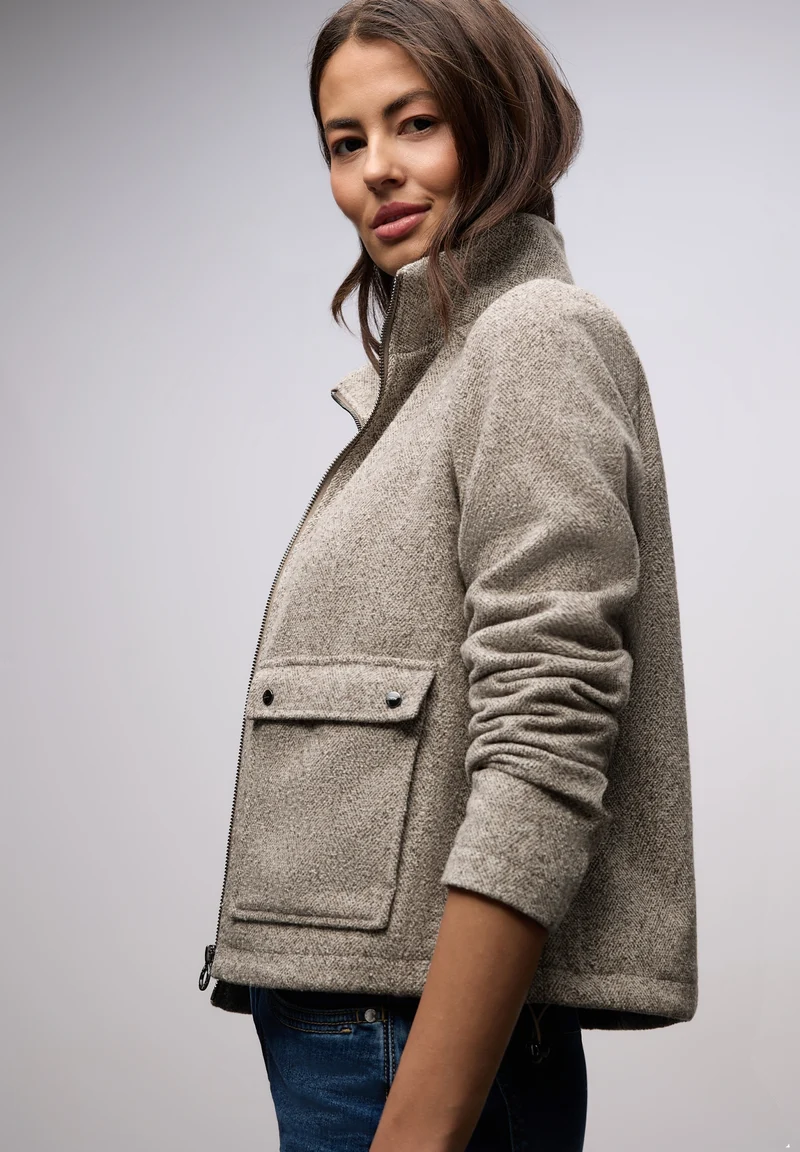Jkt w. Stand-up Collar, light terra mocha mel.