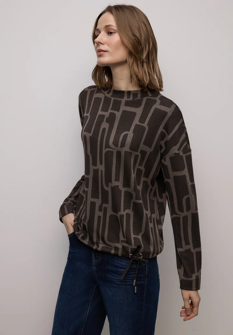 LTD QR dessin turtle neck shir, darkest brown